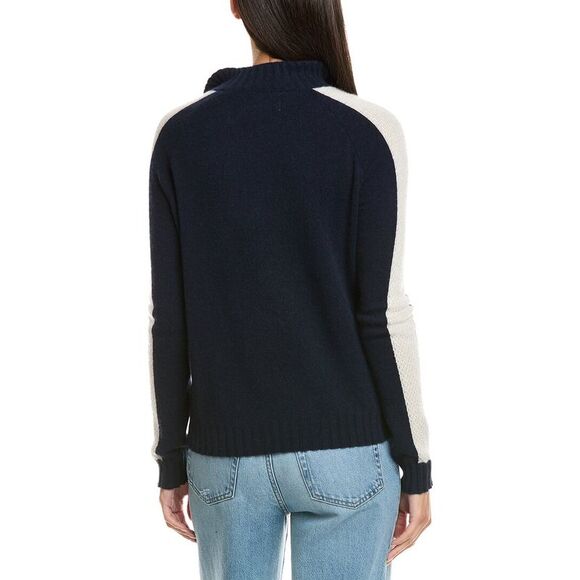 Maison Heritage Womens  Caroline Wool 1/4-Zip Sweater, Blue - Picture 2 of 3